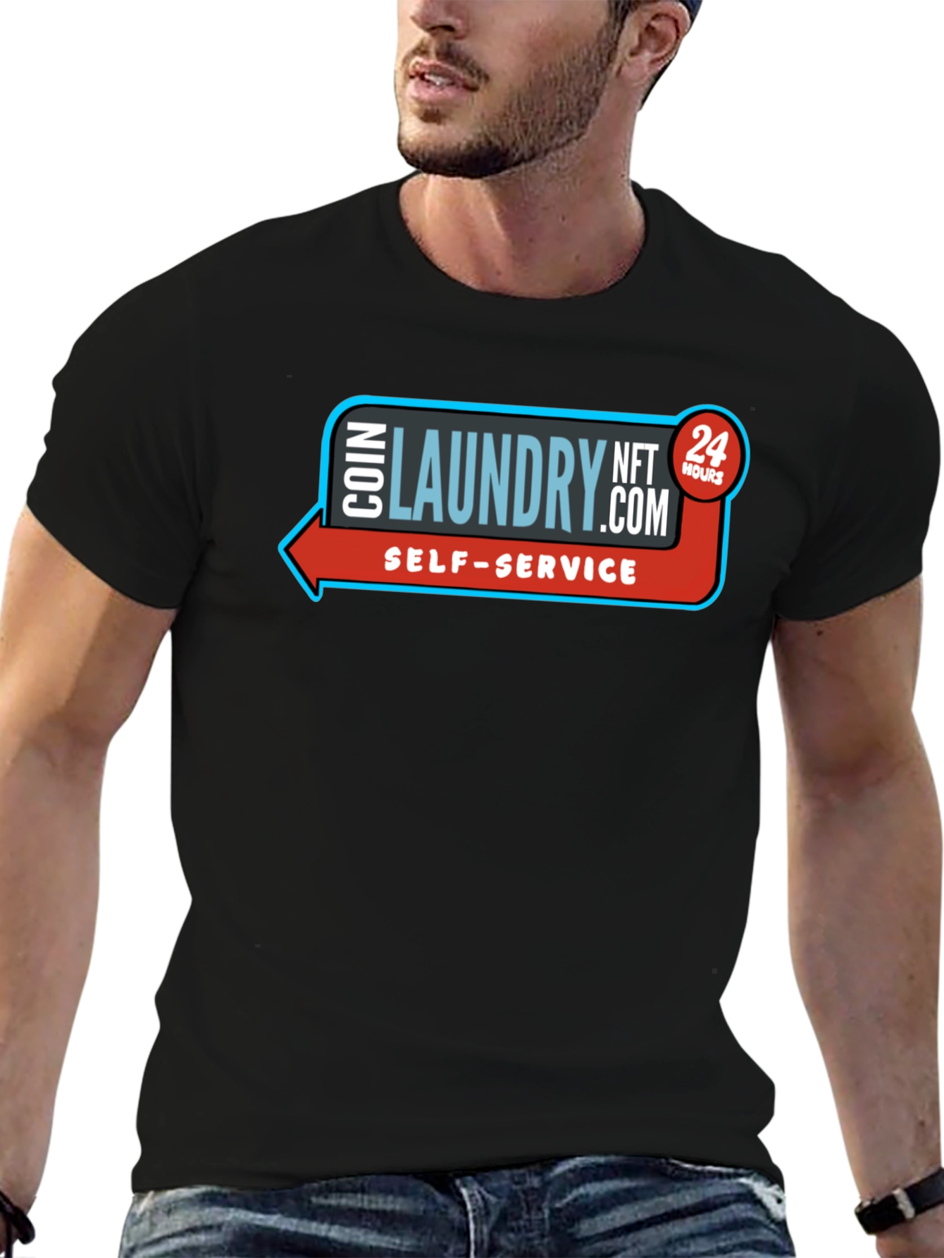 Coin Laundry NFT 24 Hours Self-Service Black Tee
