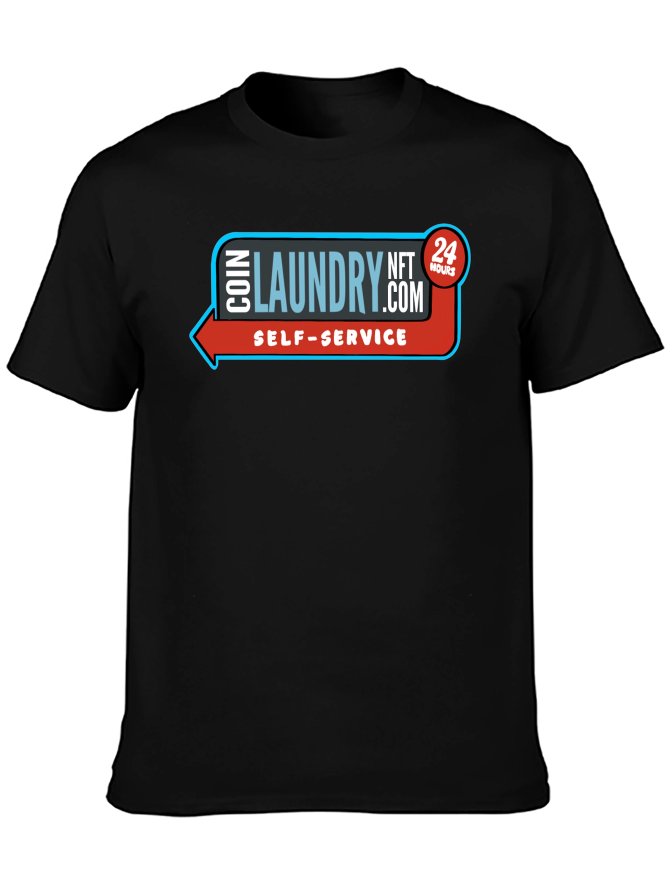 Coin Laundry NFT 24 Hours Self-Service Black Tee