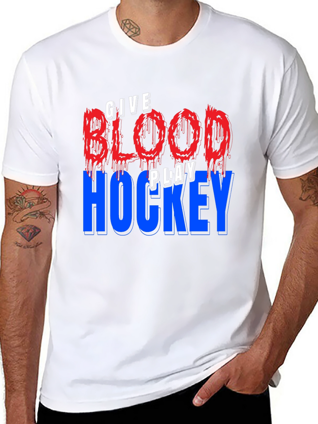 Give Blood Play Hockey Graphic T-Shirt