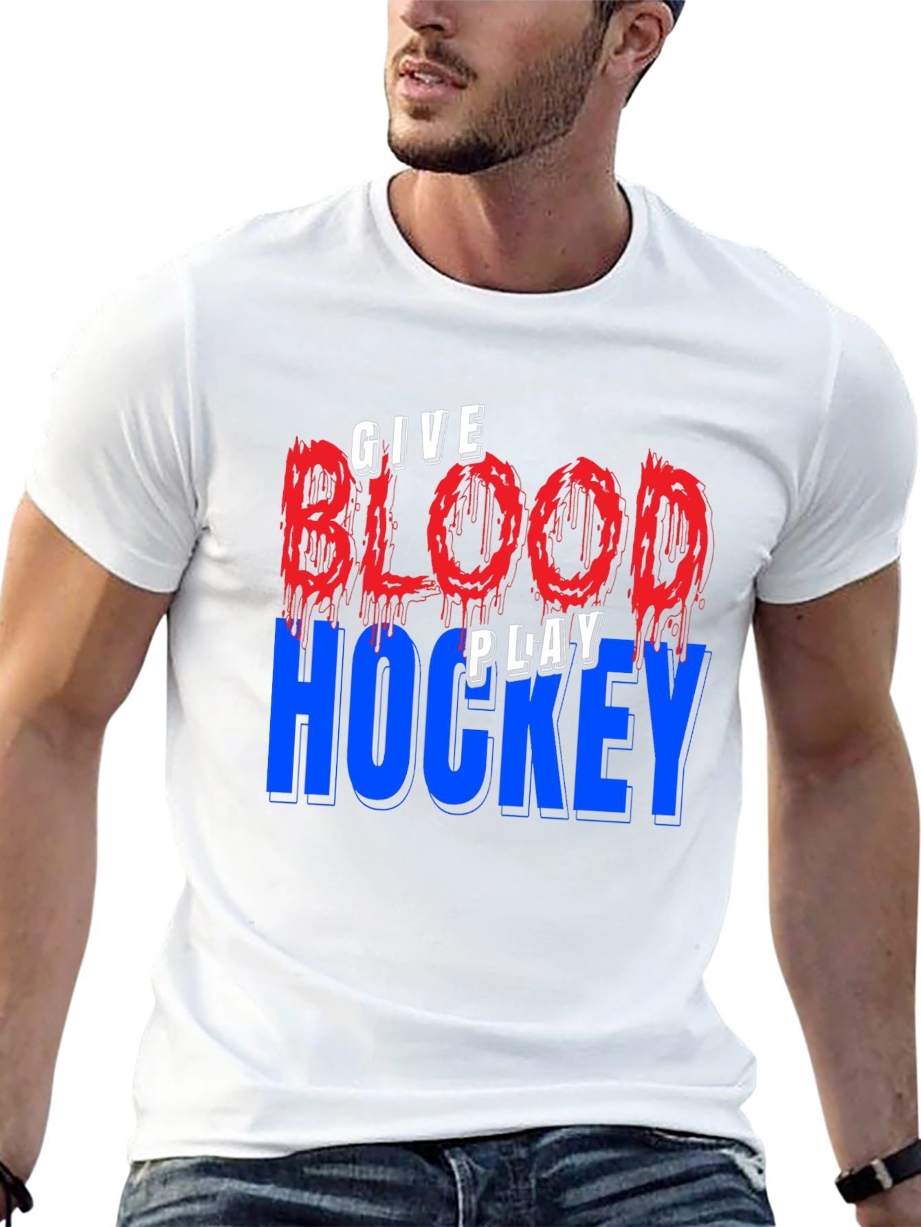 Give Blood Play Hockey Graphic T-Shirt