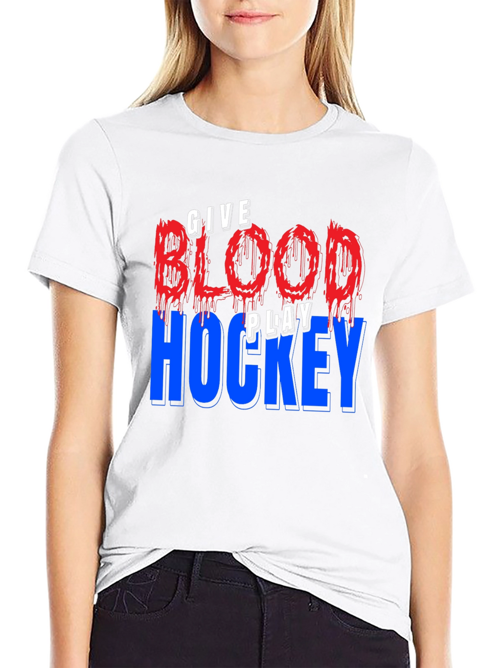 Give Blood Play Hockey Graphic T-Shirt
