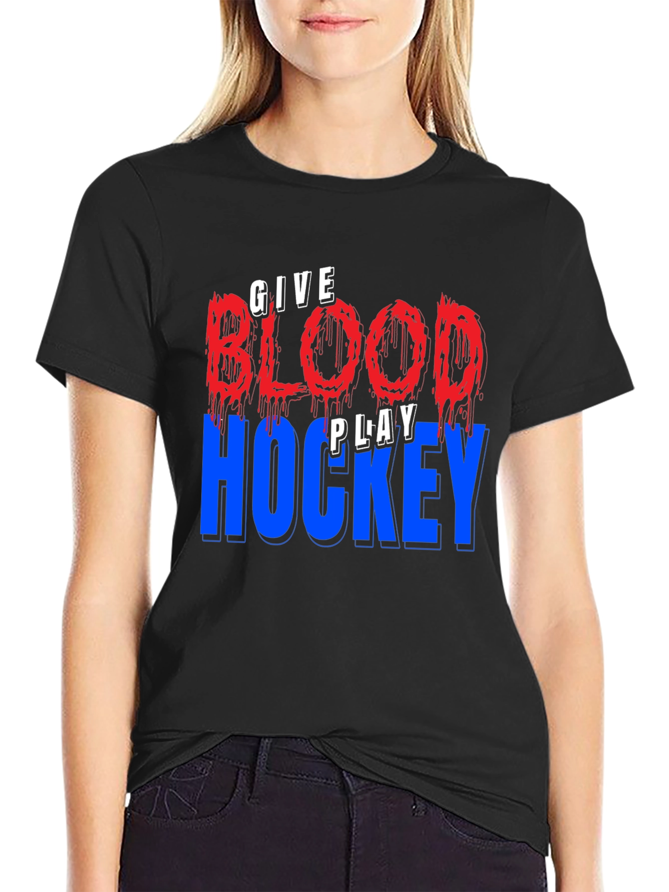 Give Blood Play Hockey Graphic T-Shirt