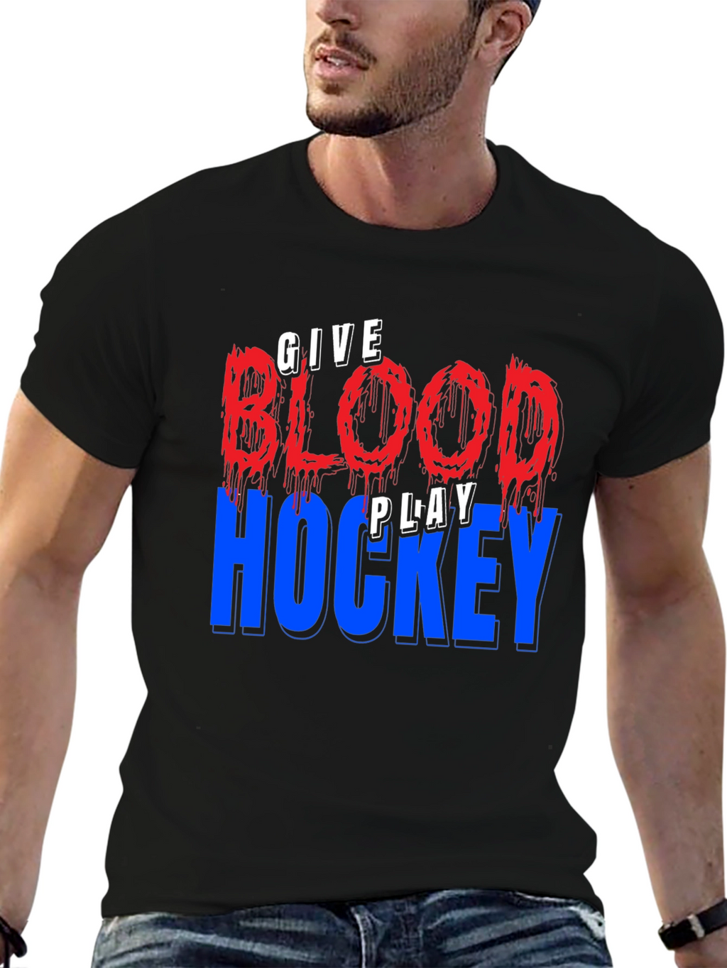 Give Blood Play Hockey Graphic T-Shirt