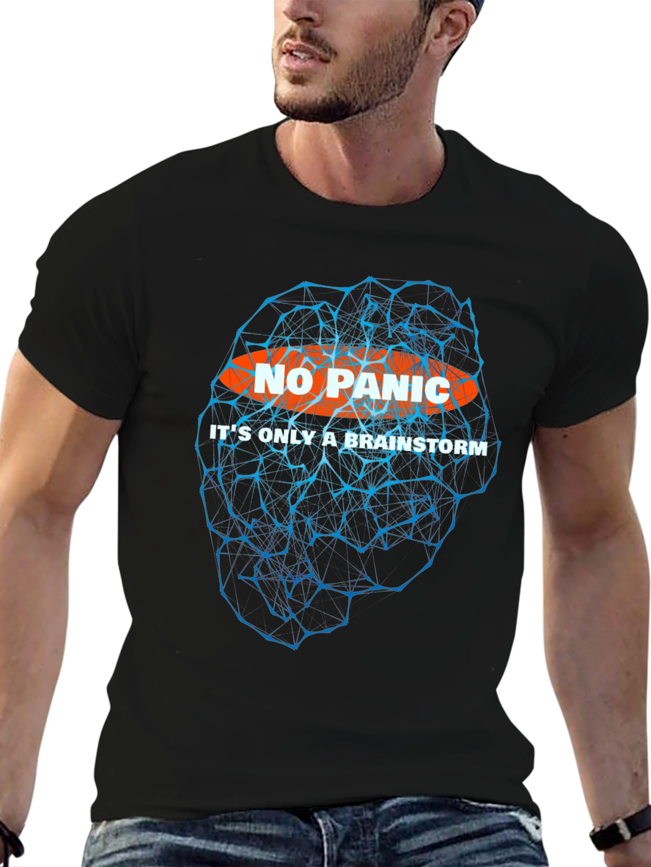 No Panic Brainstorm T-Shirt - Black Graphic Tee