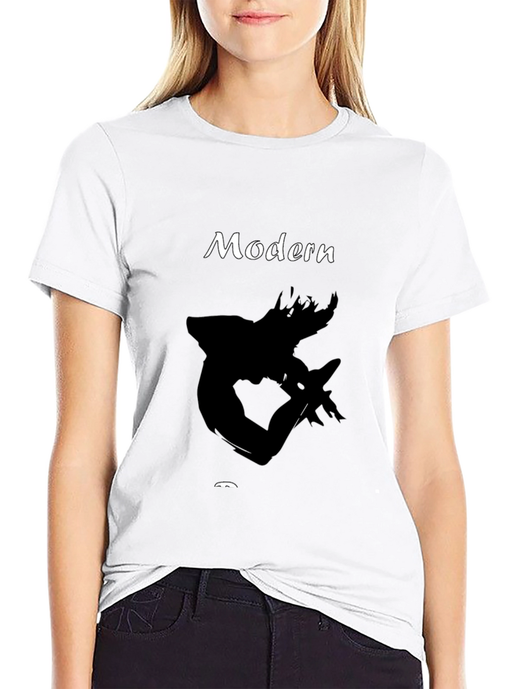 Modern Graphic Print Black T-Shirt