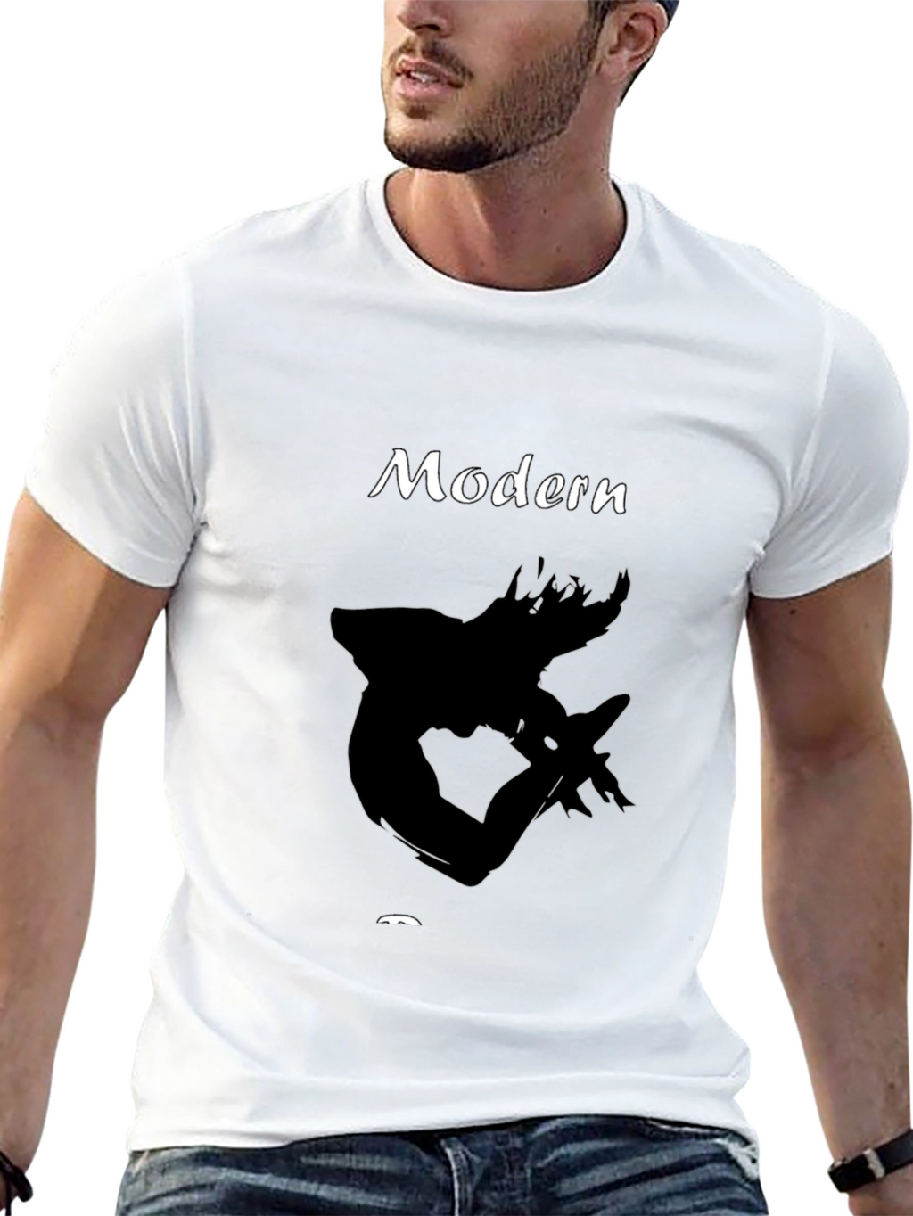 Modern Graphic Print Black T-Shirt
