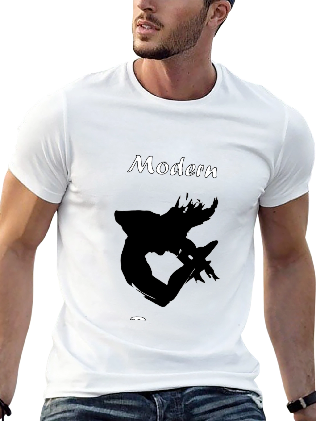 Modern Graphic Print Black T-Shirt