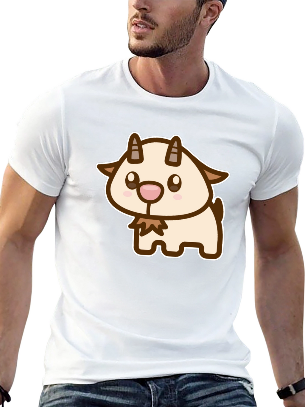 Cute Goat Cartoon Graphic T-Shirt