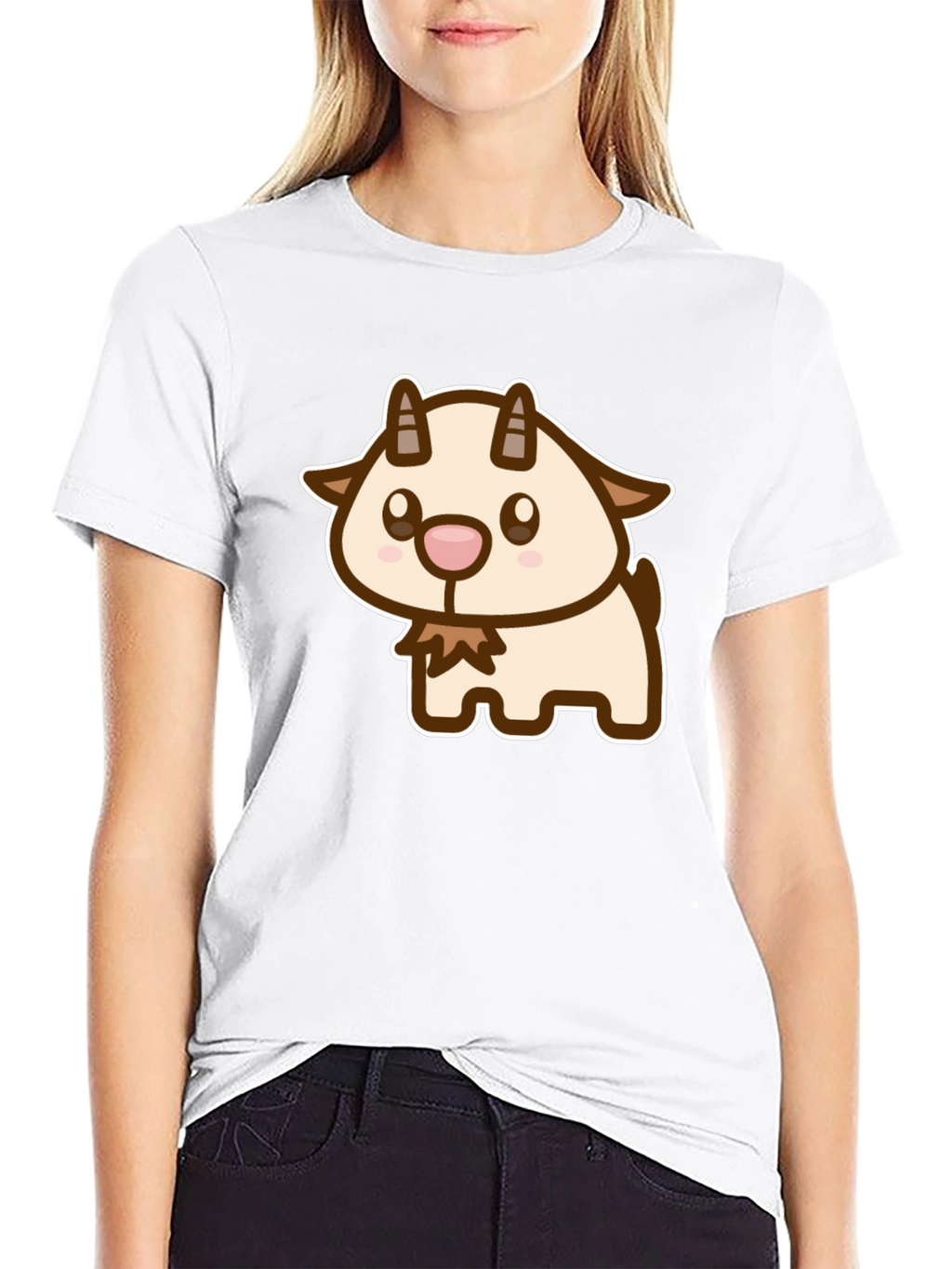 Cute Goat Cartoon Graphic T-Shirt