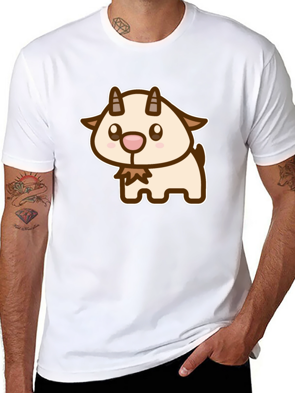 Cute Goat Cartoon Graphic T-Shirt