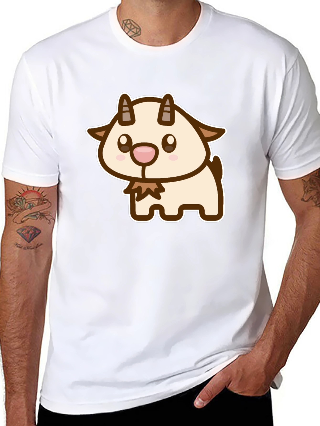 Cute Goat Cartoon Graphic T-Shirt