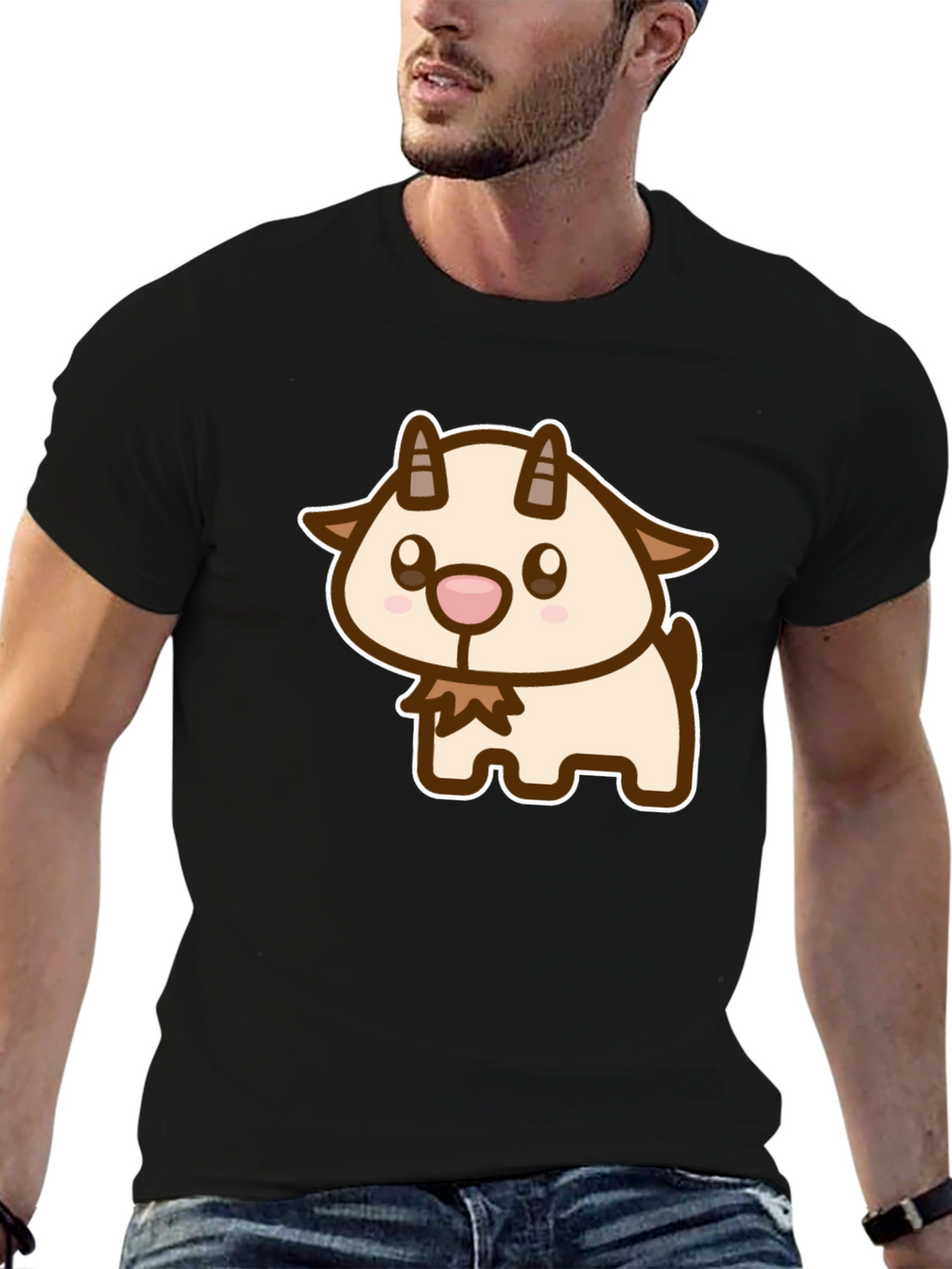 Cute Goat Cartoon Graphic T-Shirt