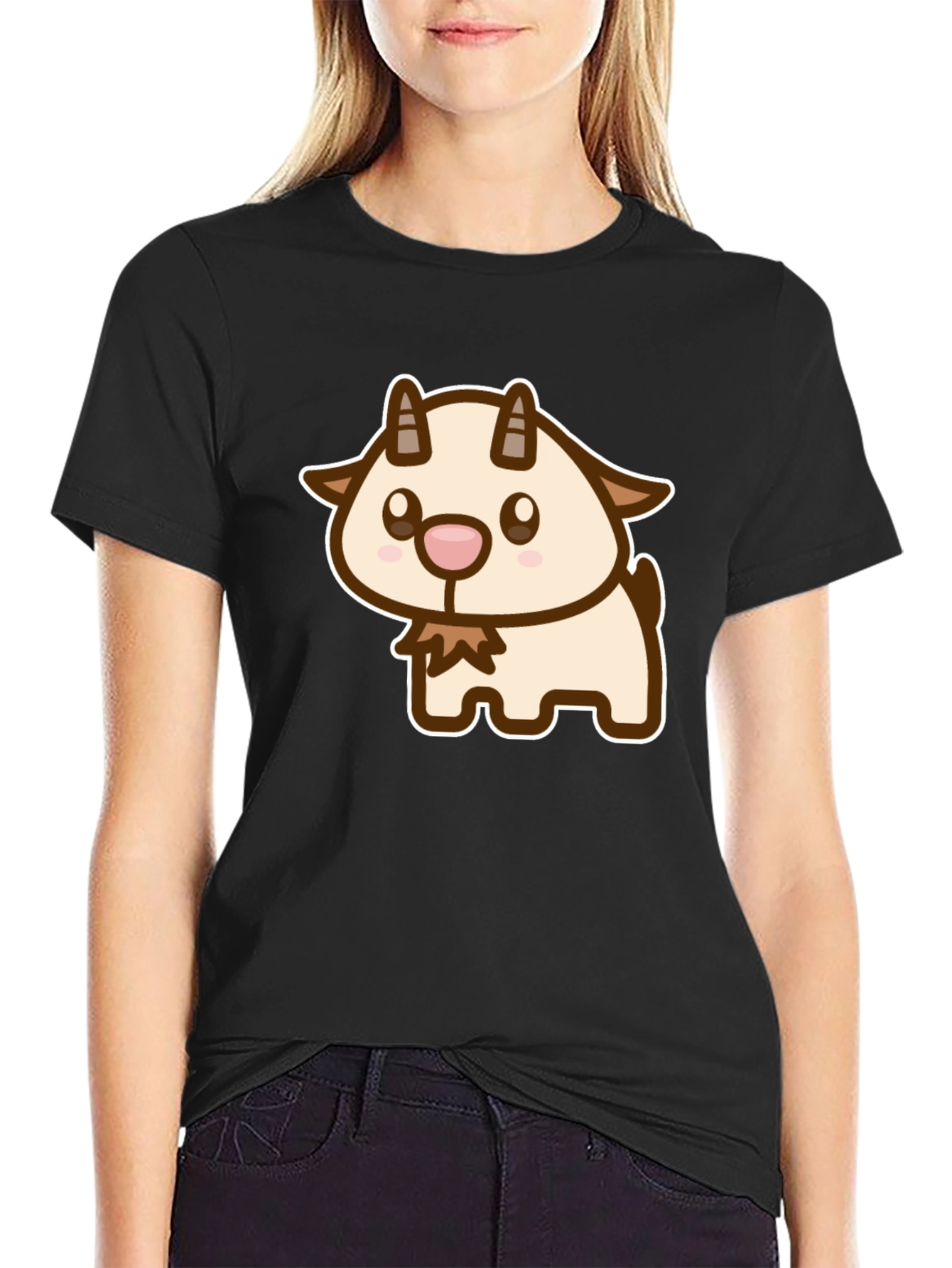 Cute Goat Cartoon Graphic T-Shirt