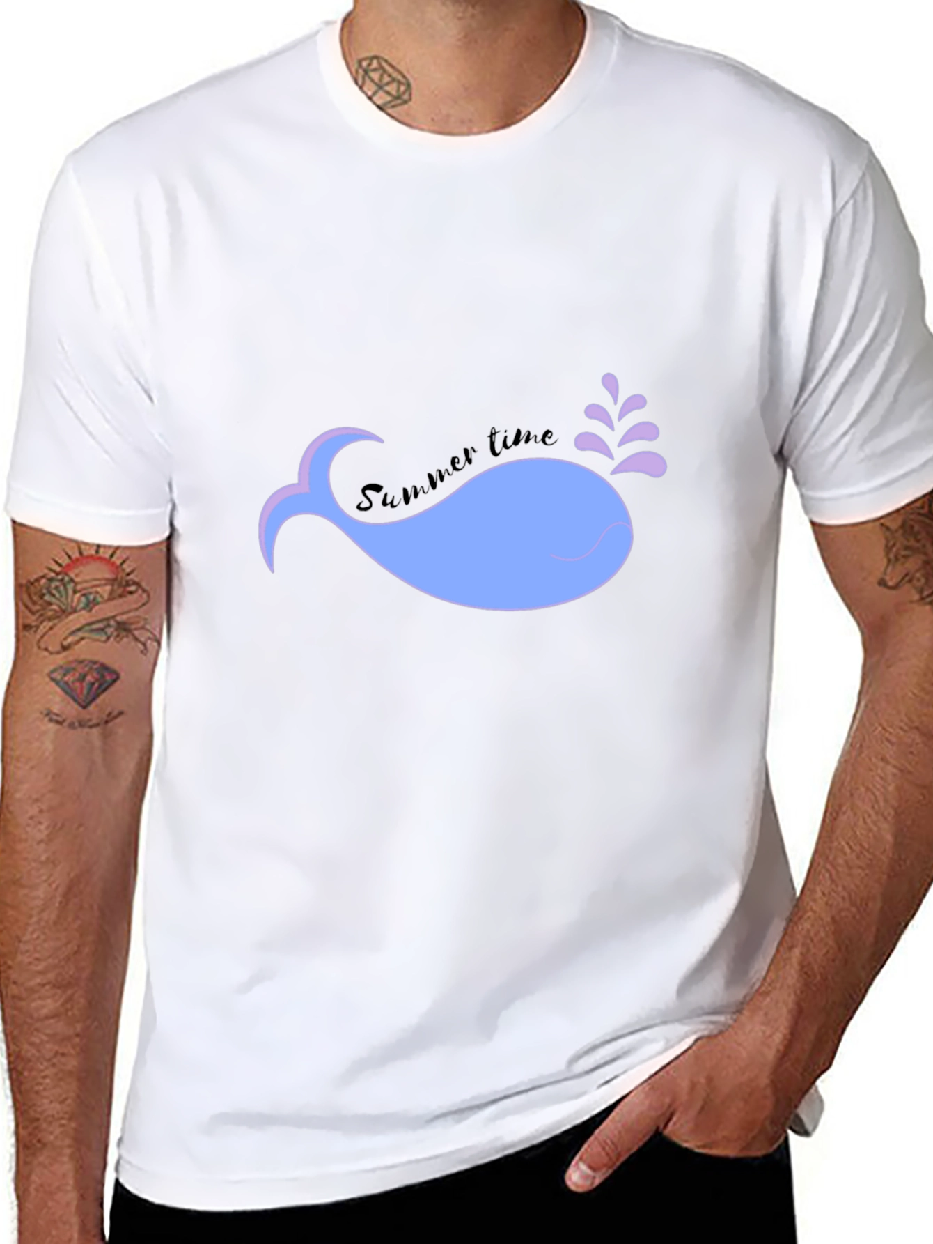 Summer Time Whale Black Tee