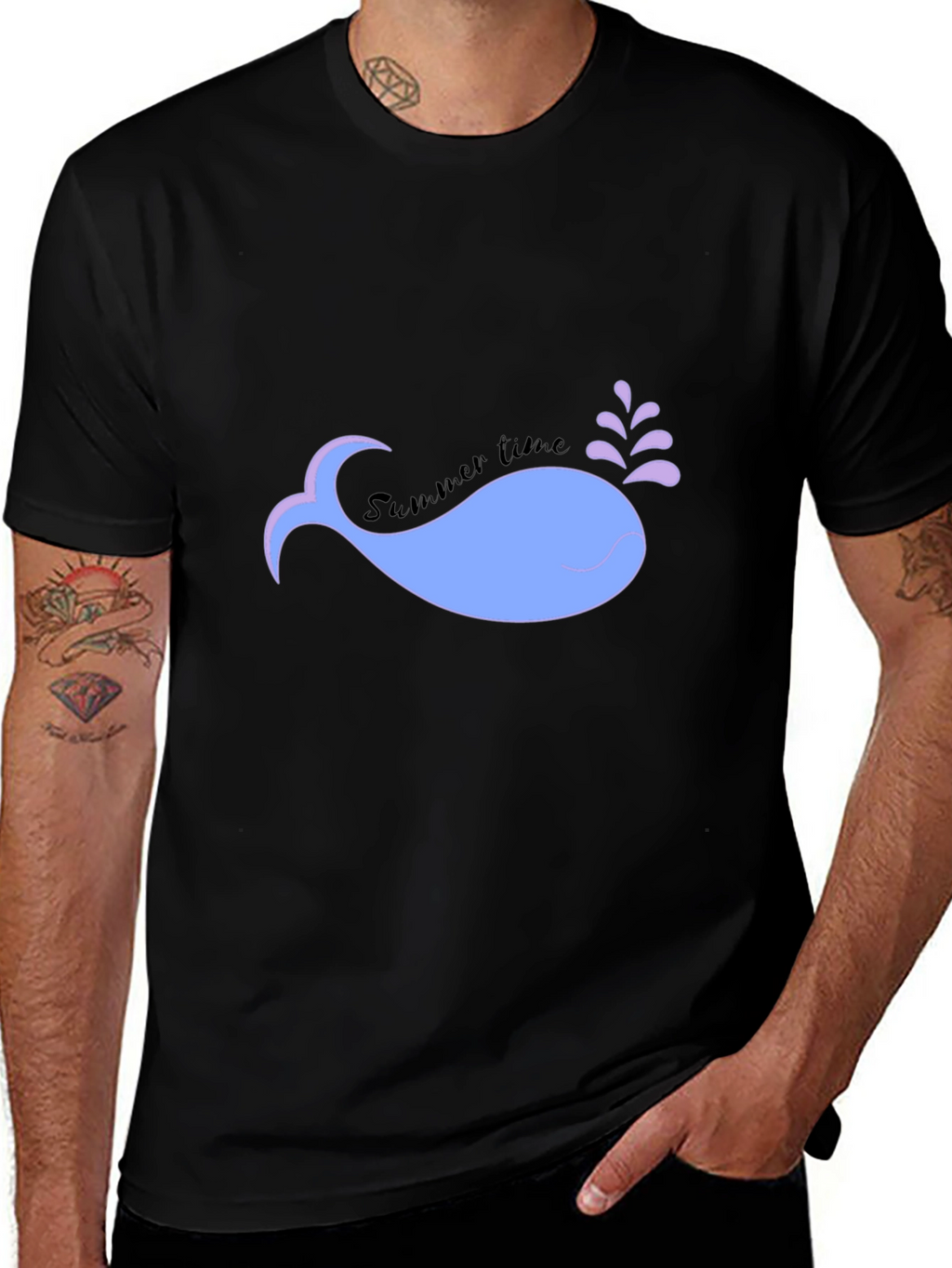 Summer Time Whale Black Tee