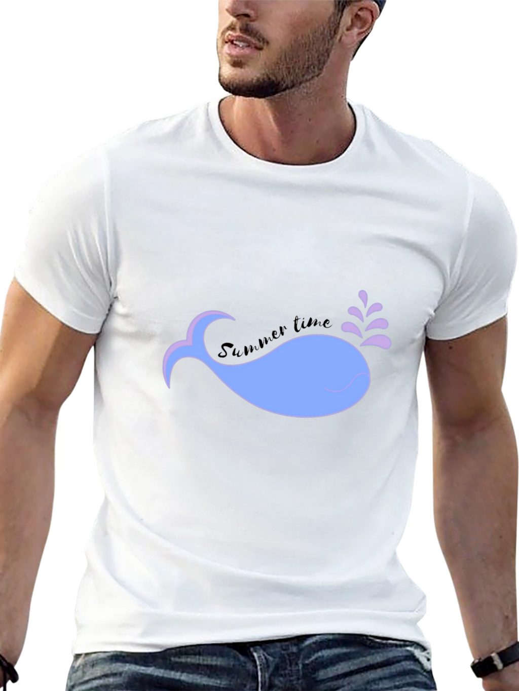 Summer Time Whale Black Tee
