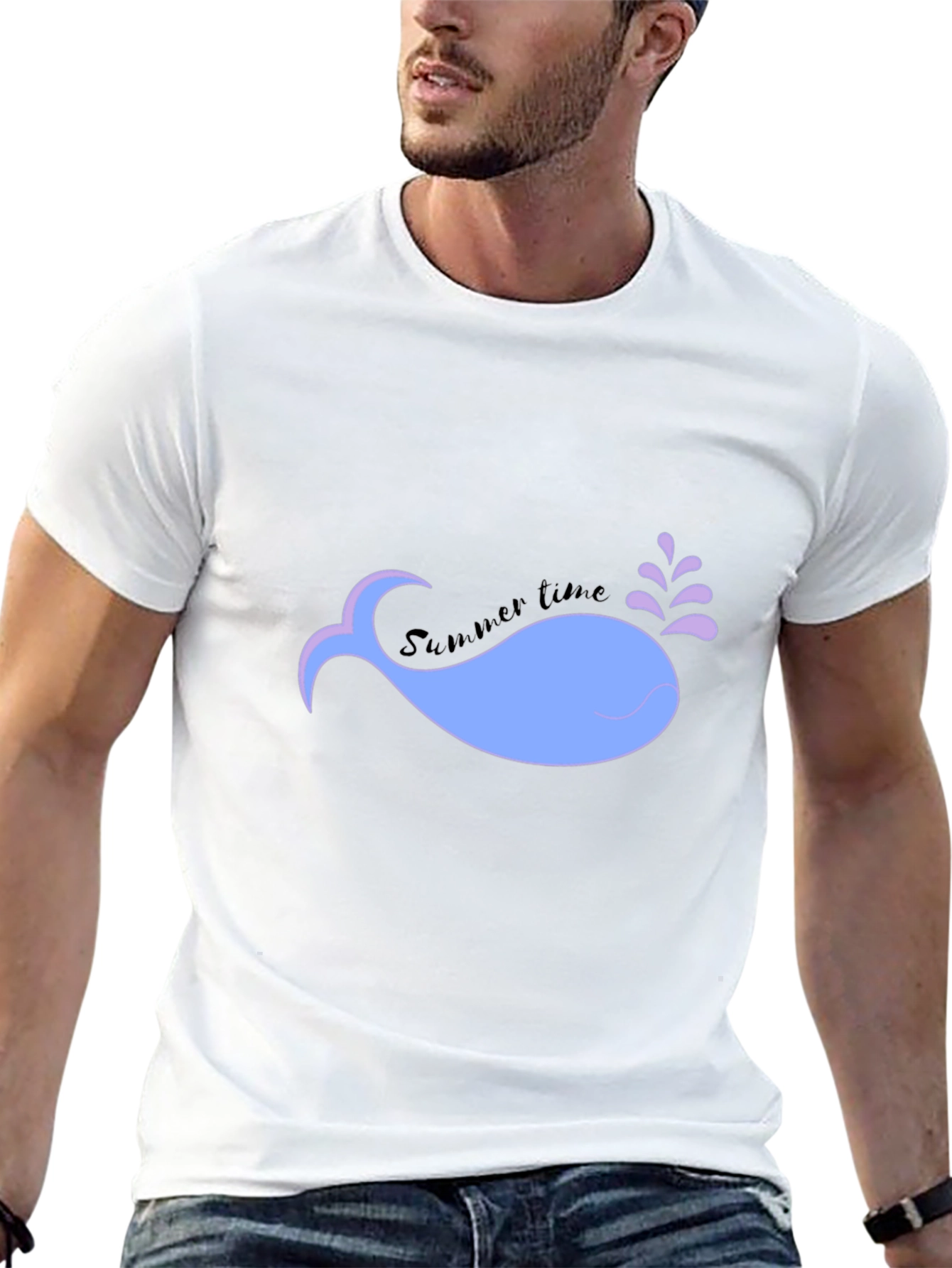 Summer Time Whale Black Tee