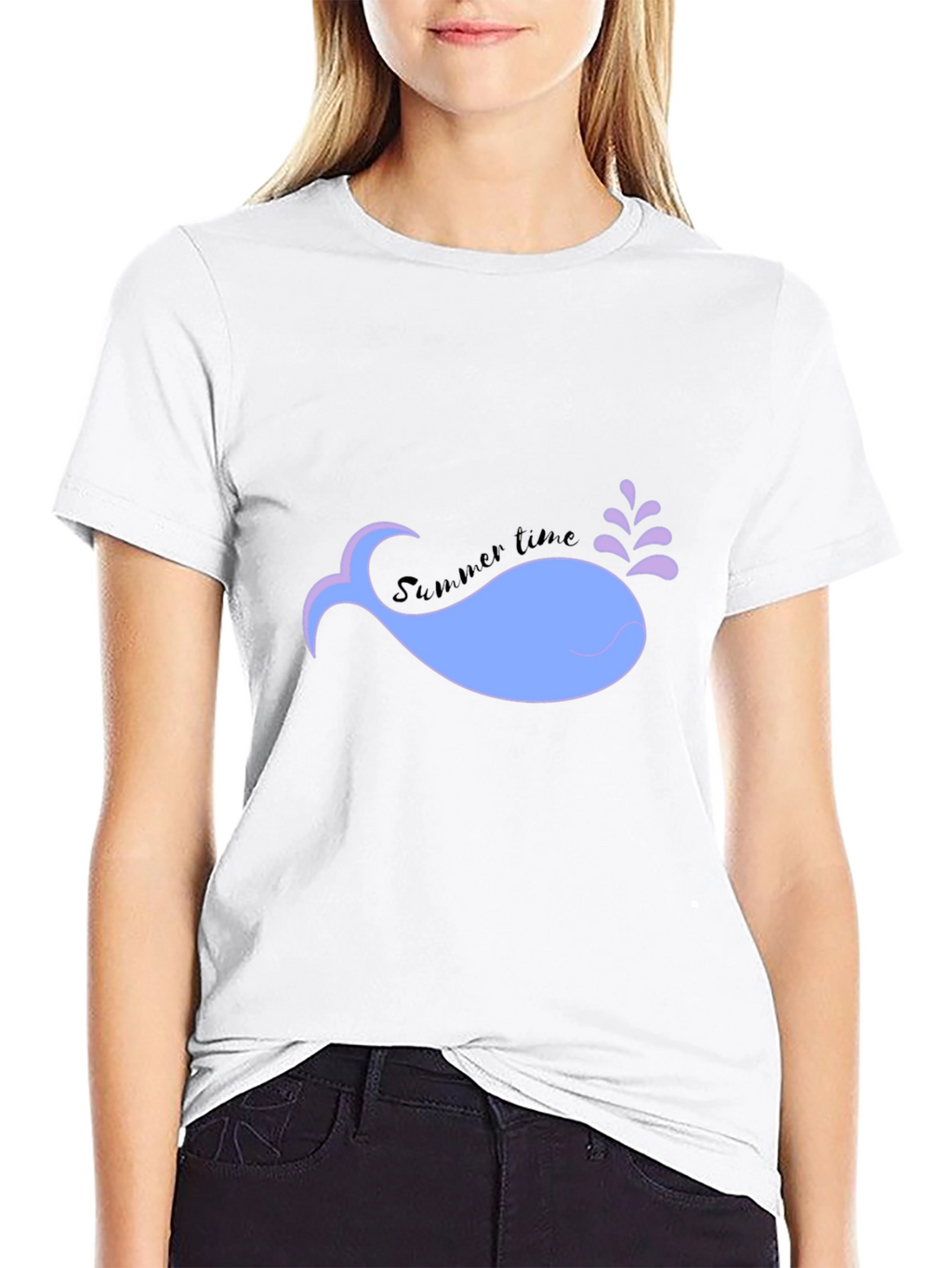 Summer Time Whale Black Tee