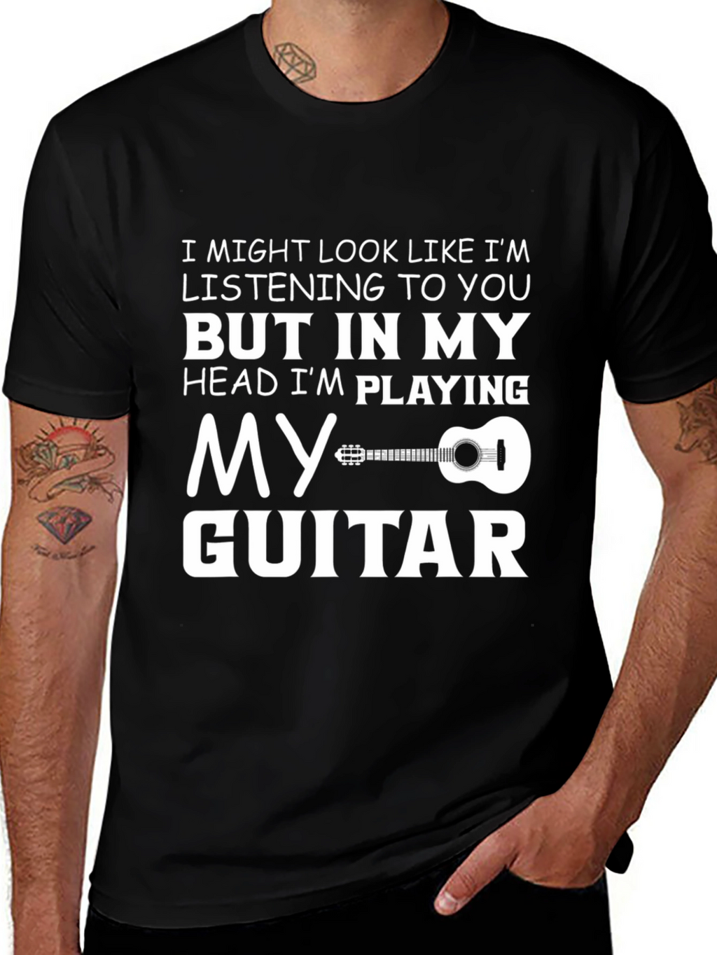 Funny Guitarist T-Shirt: Heads Playing My Guitar