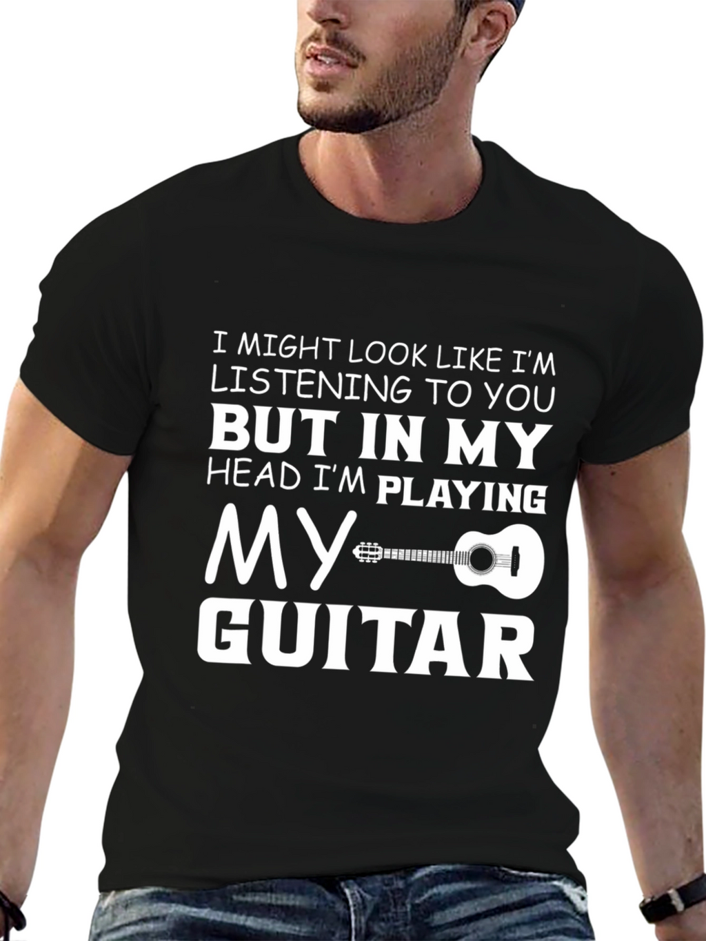 Funny Guitarist T-Shirt: Heads Playing My Guitar