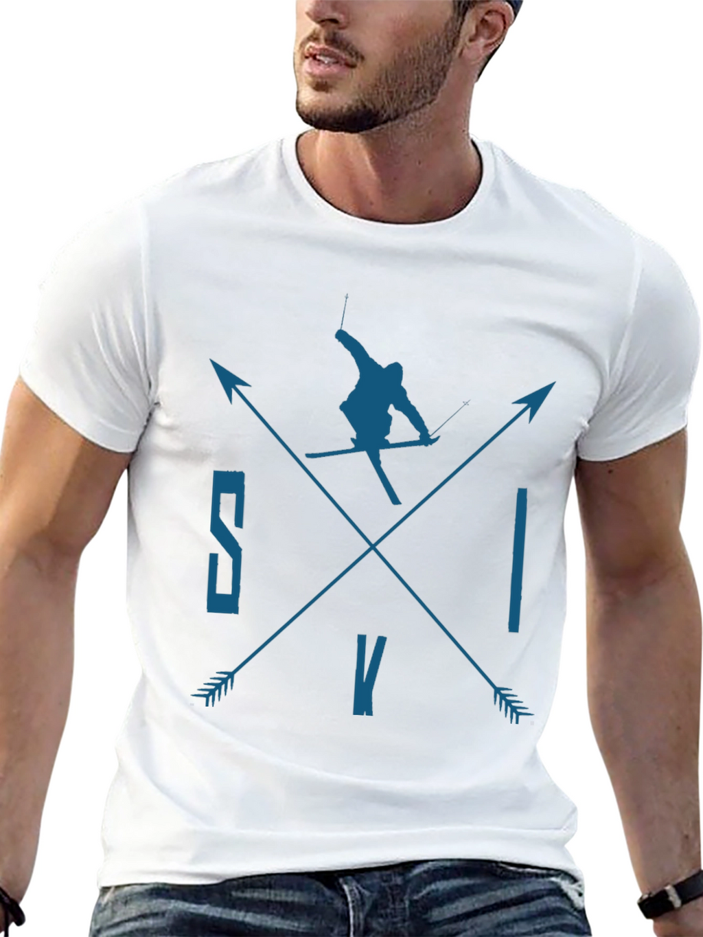 SKI Arrows Graphic Tee - Black Cotton T-Shirt
