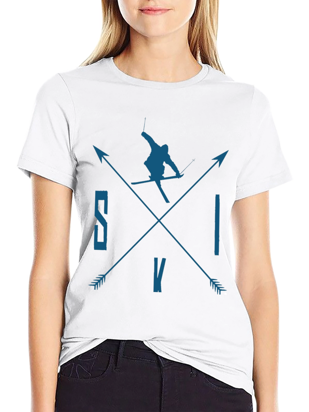 SKI Arrows Graphic Tee - Black Cotton T-Shirt