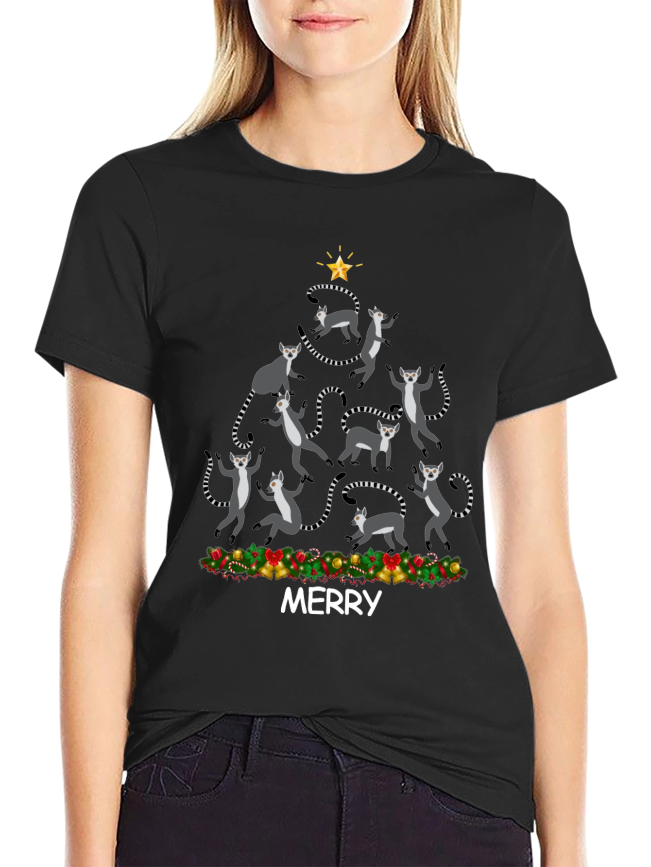 Festive Lemur Christmas Tree T-Shirt