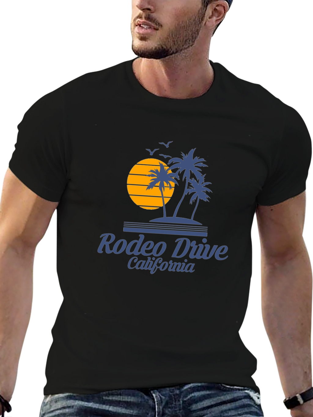 Rodeo Drive California Palm Tree Sunset Graphic Tee