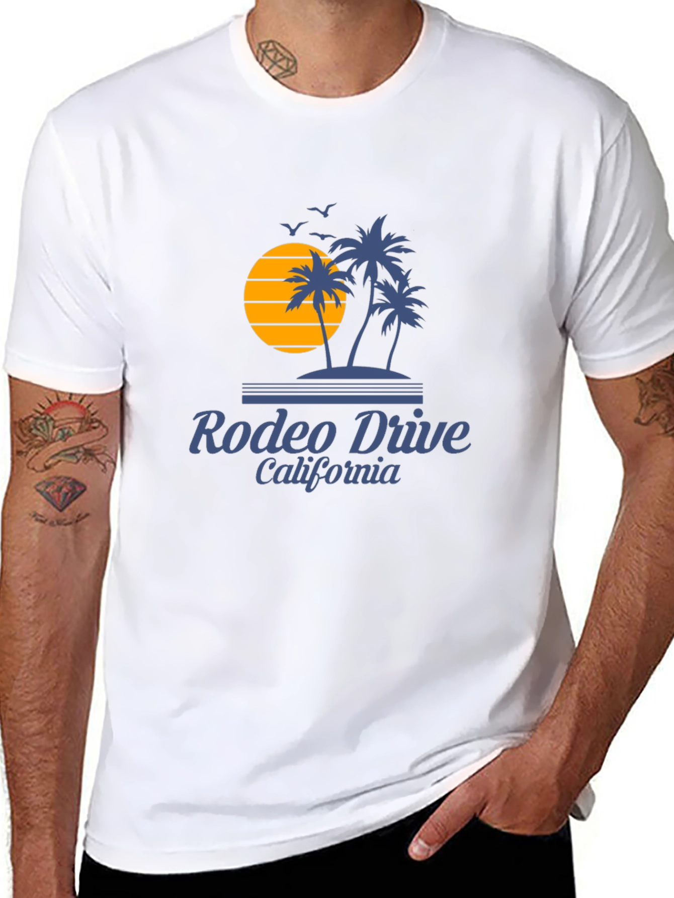 Rodeo Drive California Palm Tree Sunset Graphic Tee