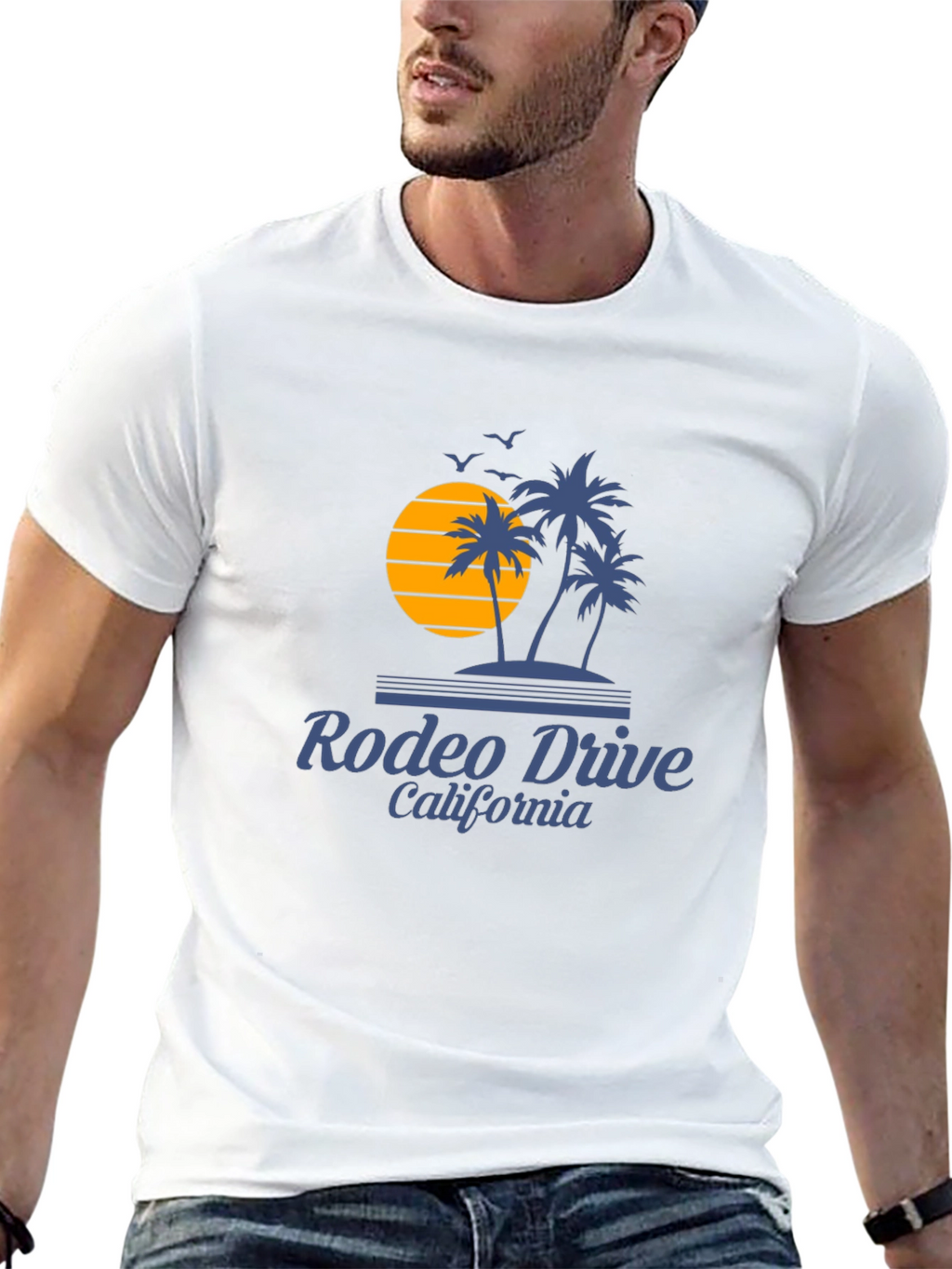 Rodeo Drive California Palm Tree Sunset Graphic Tee