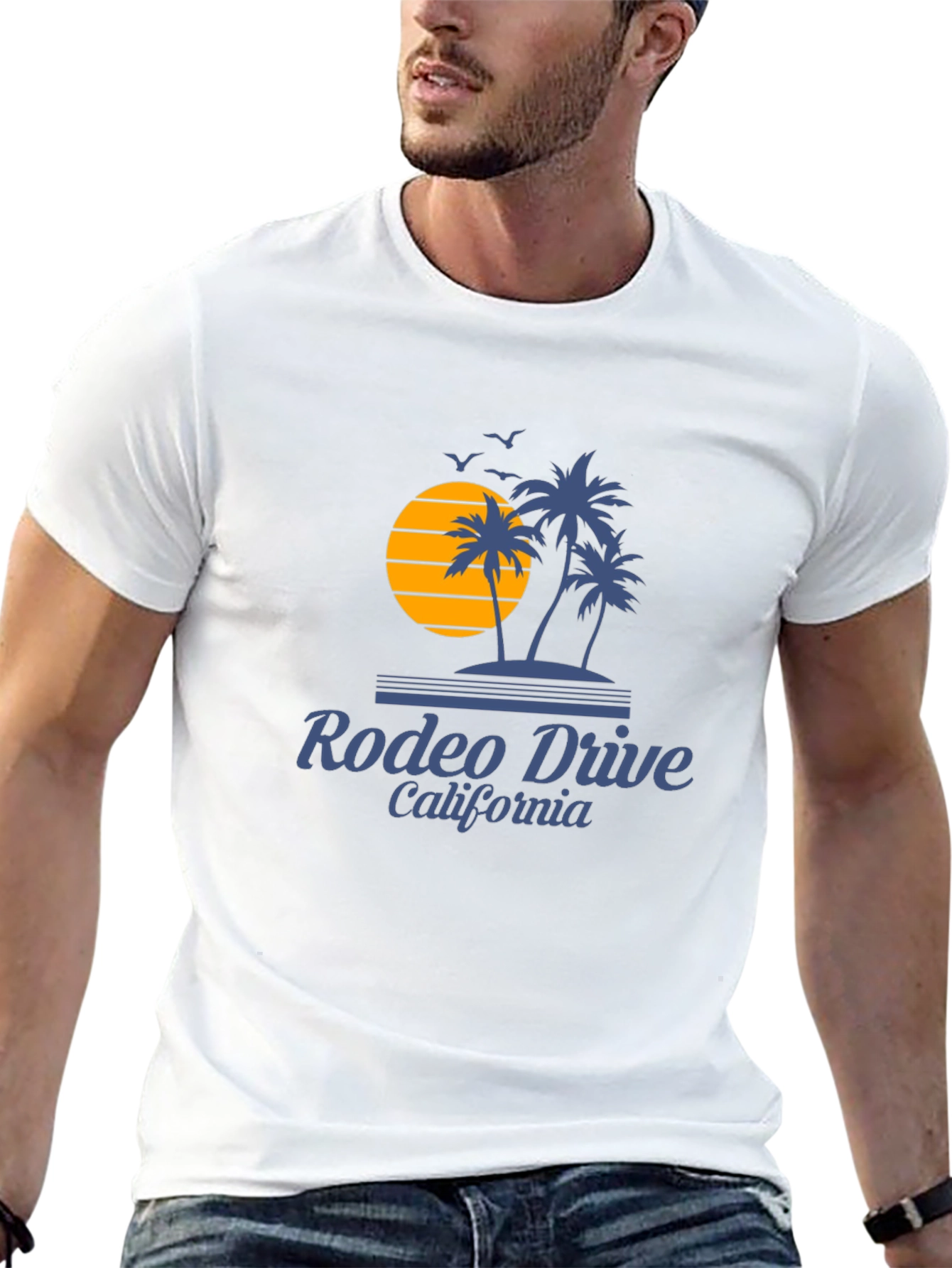 Rodeo Drive California Palm Tree Sunset Graphic Tee