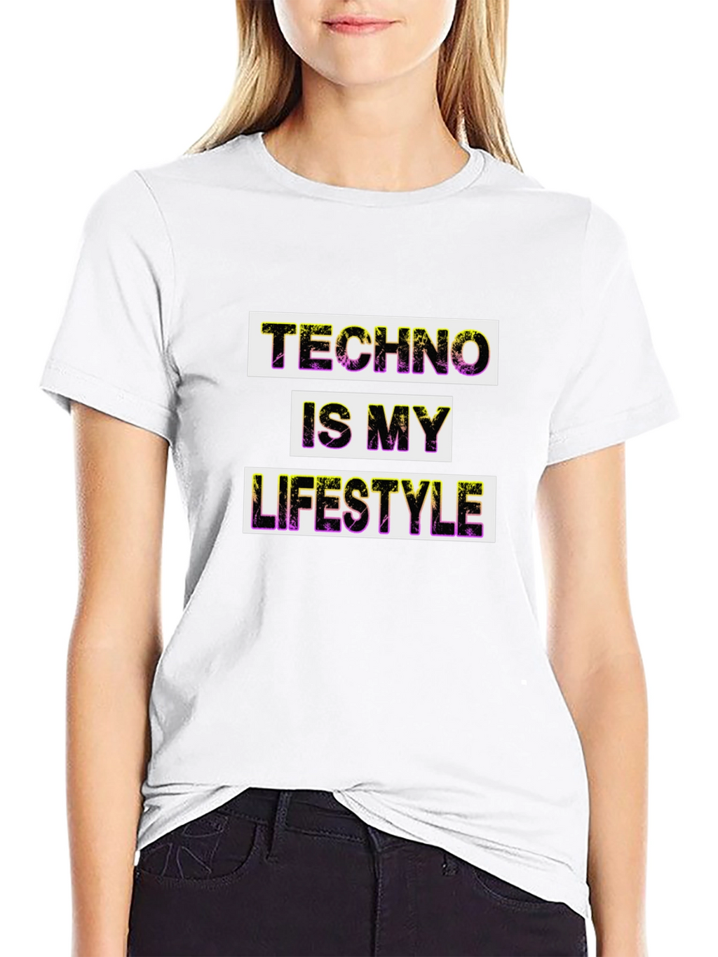 Techno Lifestyle Graphic Tee - Black Cotton T-Shirt