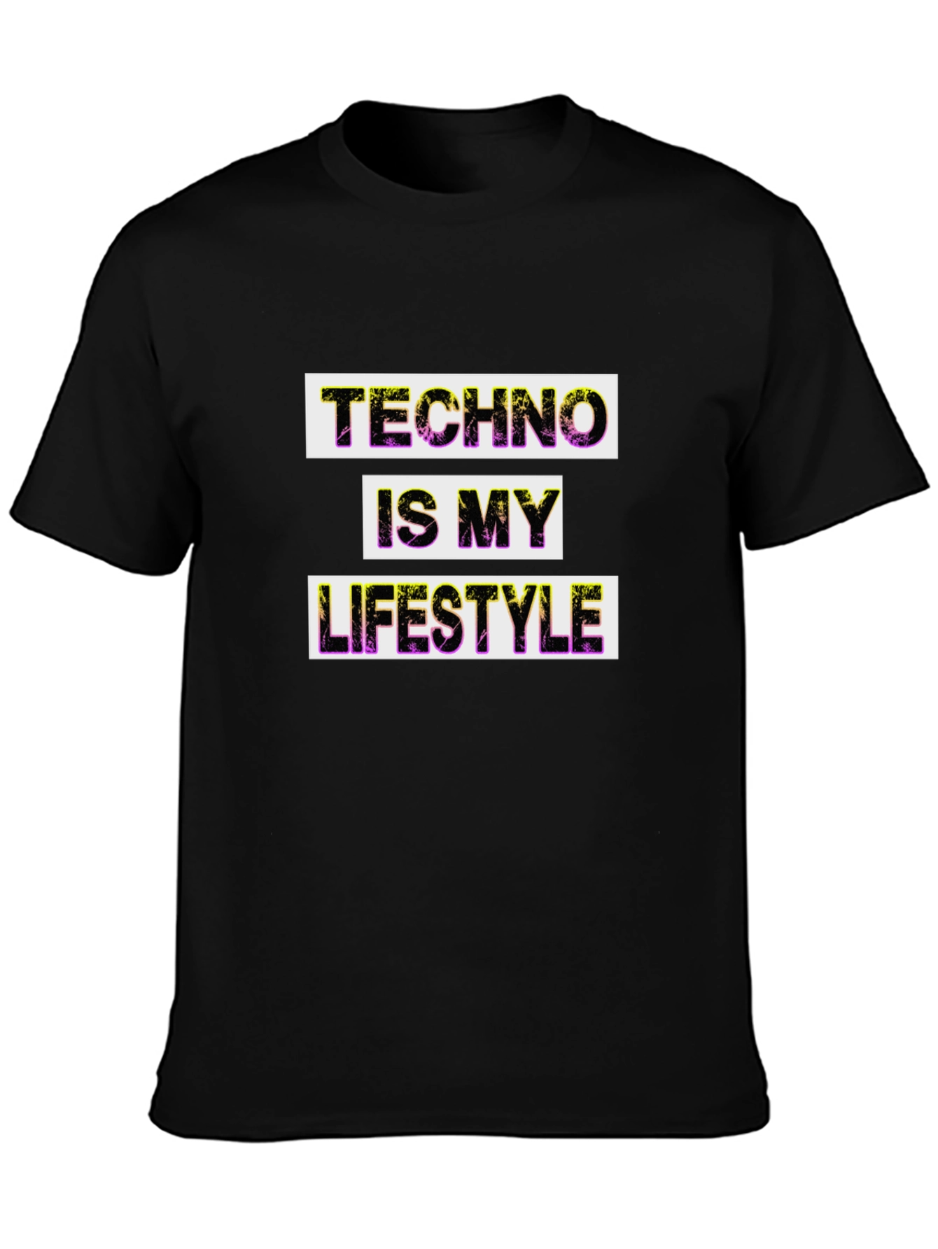 Techno Lifestyle Graphic Tee - Black Cotton T-Shirt