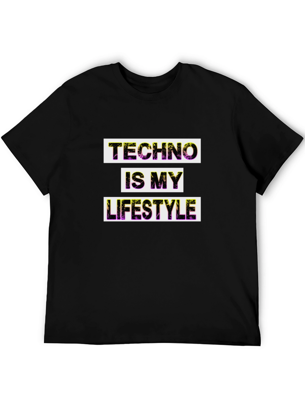 Techno Lifestyle Graphic Tee - Black Cotton T-Shirt