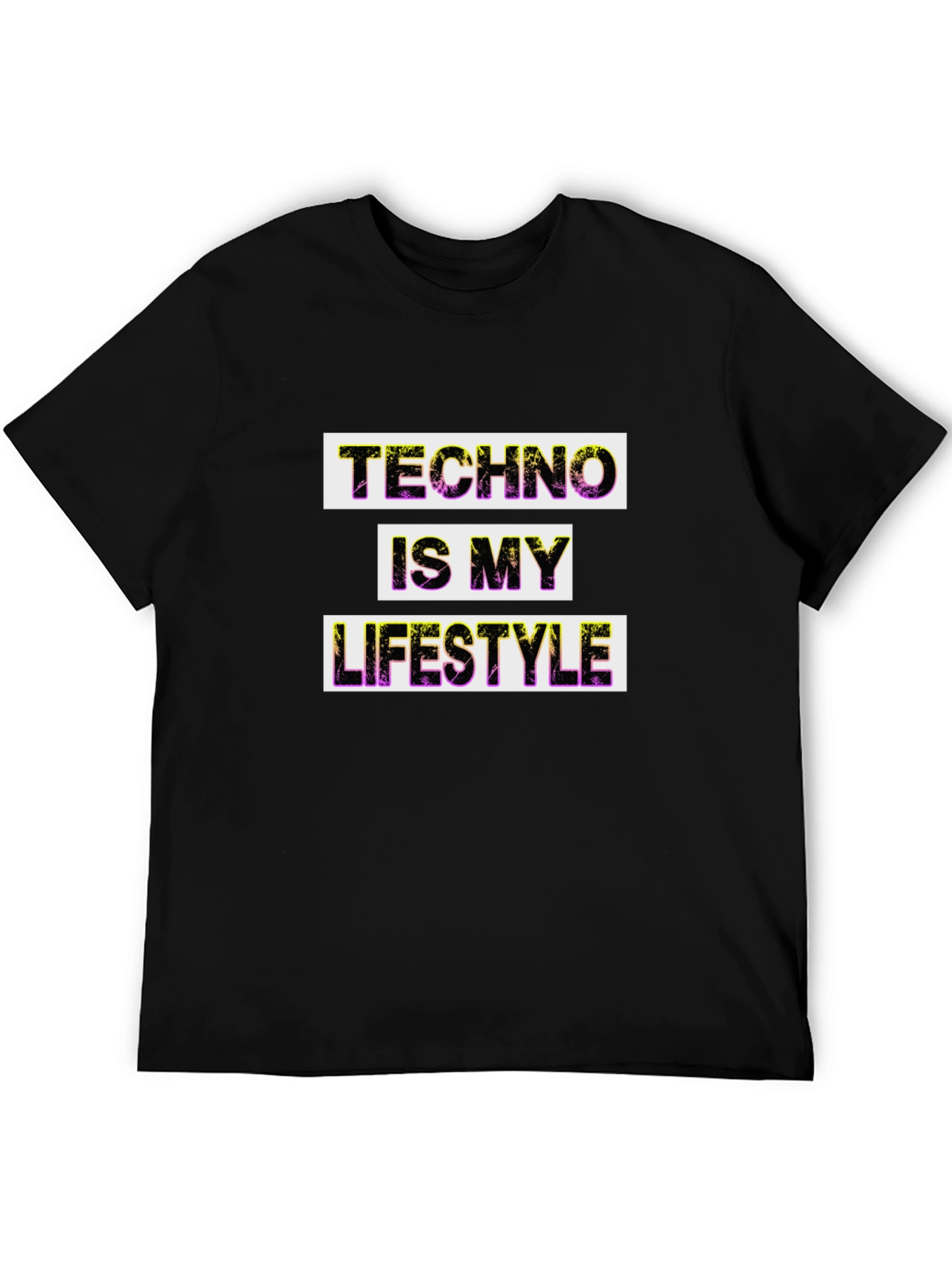 Techno Lifestyle Graphic Tee - Black Cotton T-Shirt