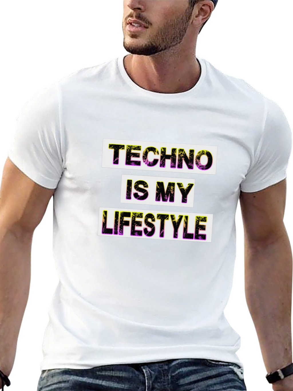 Techno Lifestyle Graphic Tee - Black Cotton T-Shirt