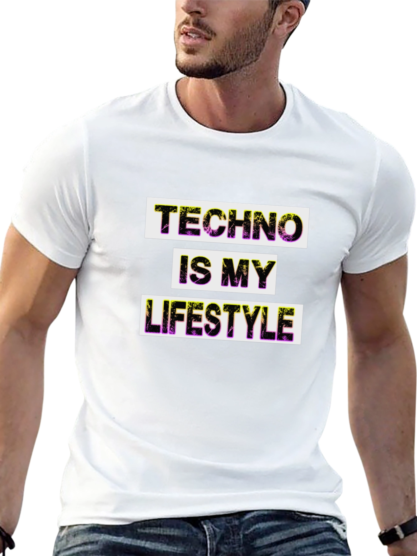 Techno Lifestyle Graphic Tee - Black Cotton T-Shirt