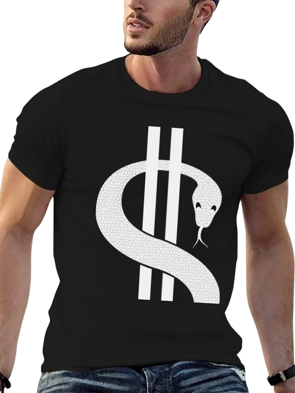Snake Graphic Tee - Black Cotton Blend