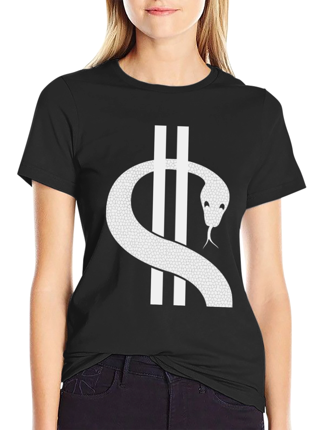 Snake Graphic Tee - Black Cotton Blend