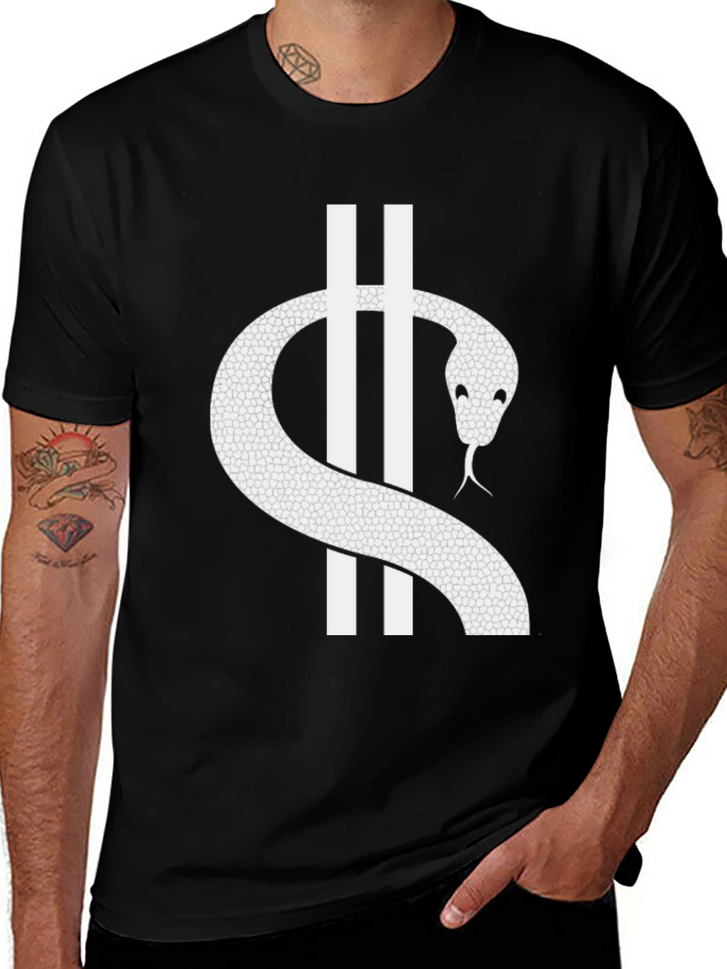 Snake Graphic Tee - Black Cotton Blend