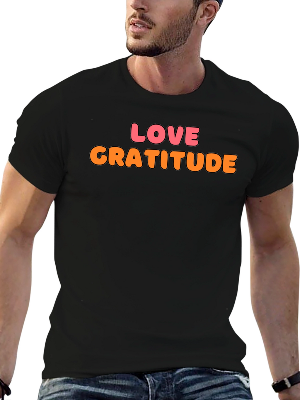 Love Gratitude Graphic Tee - Stylish Black T-Shirt