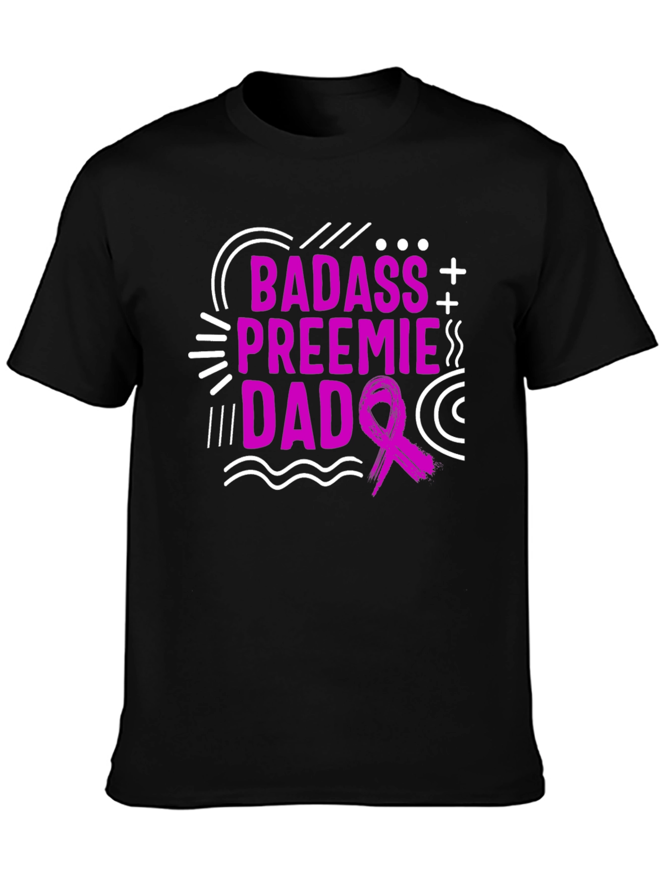 Badass Preemie Dad Black T-Shirt