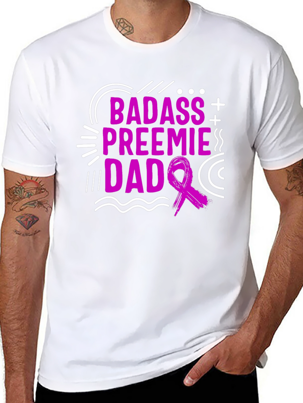 Badass Preemie Dad Black T-Shirt