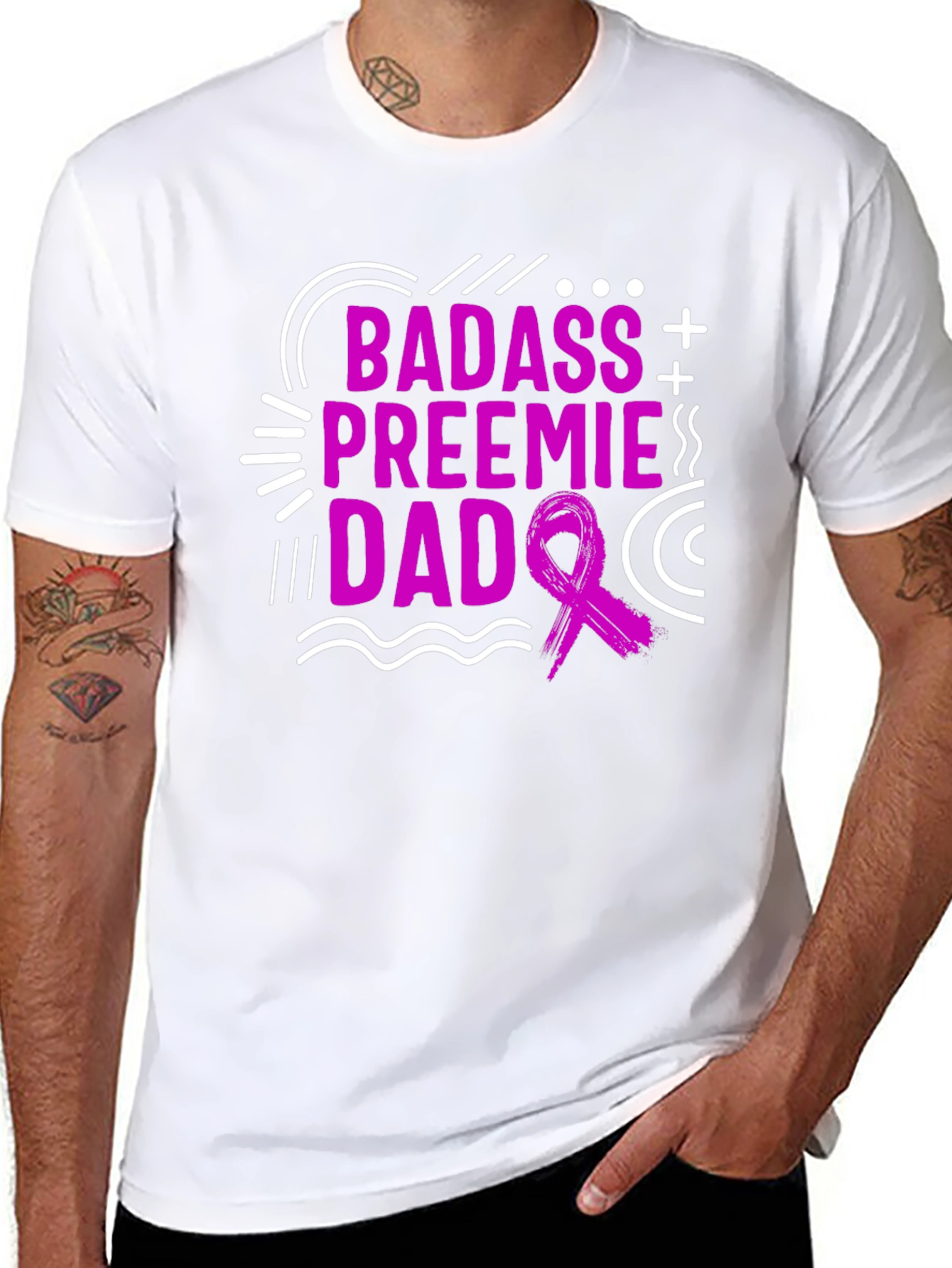 Badass Preemie Dad Black T-Shirt