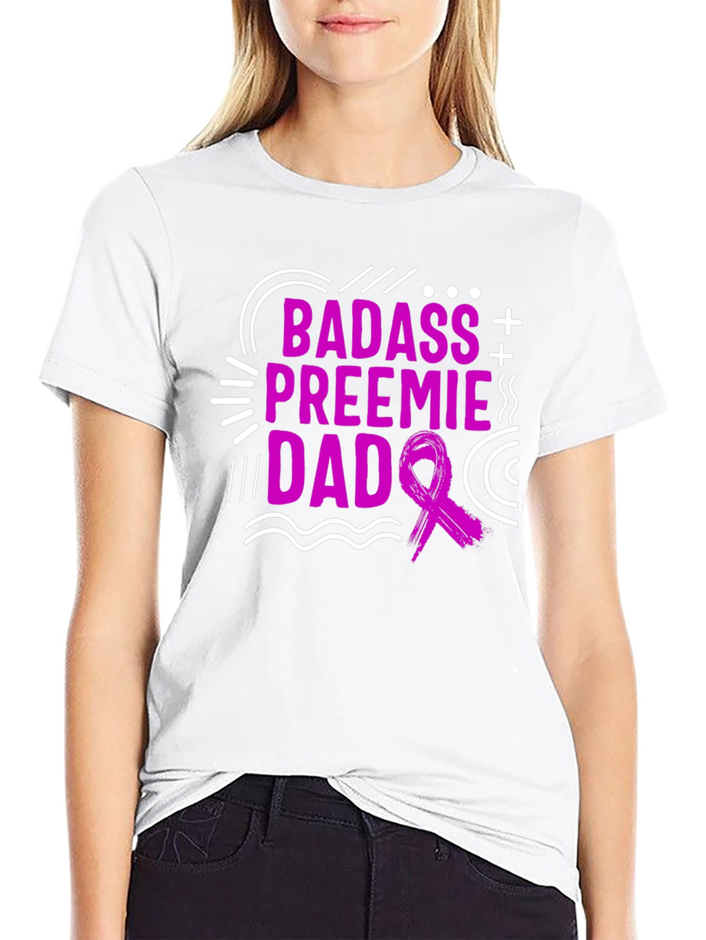 Badass Preemie Dad Black T-Shirt