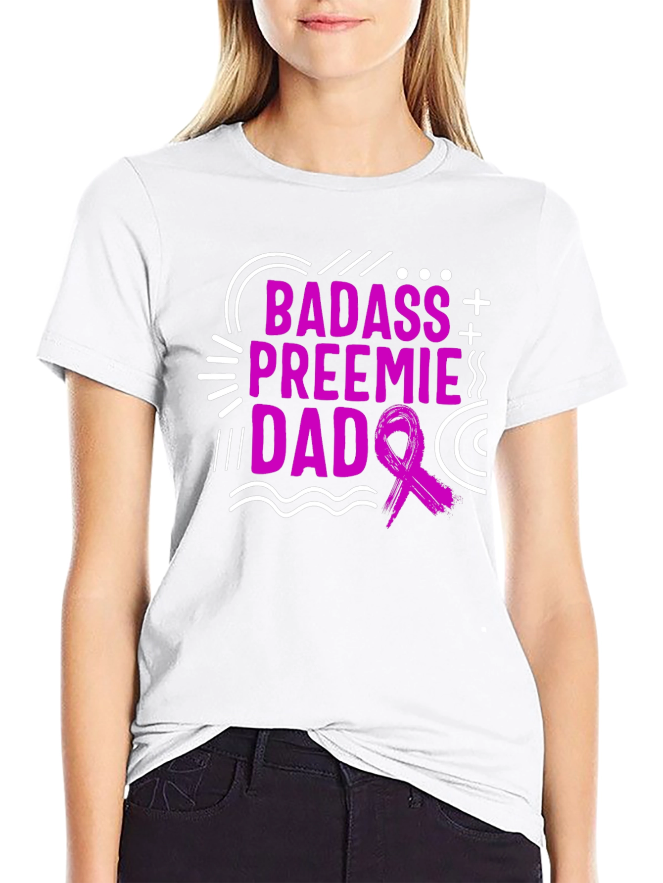 Badass Preemie Dad Black T-Shirt