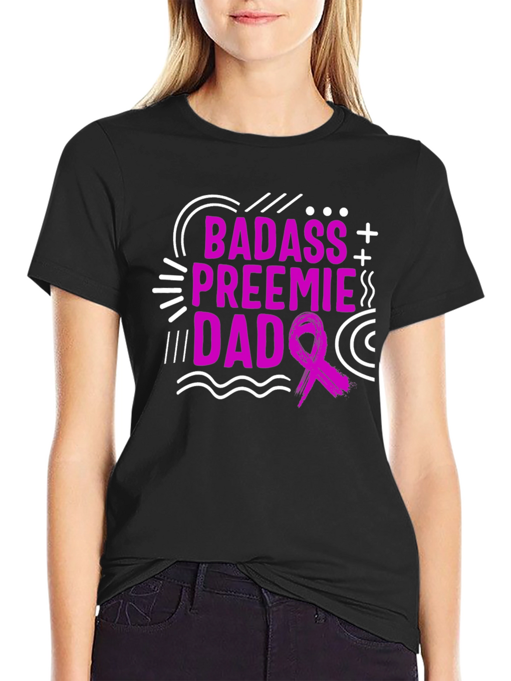 Badass Preemie Dad Black T-Shirt