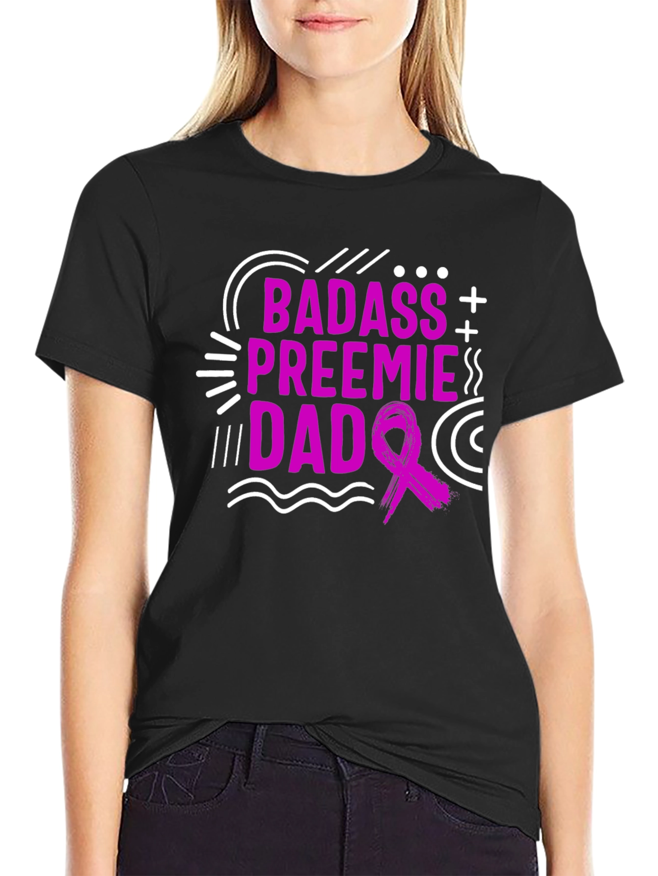 Badass Preemie Dad Black T-Shirt