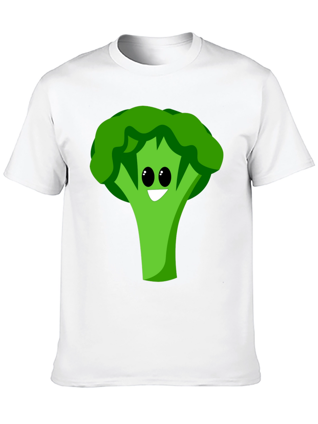 Cartoon Broccoli Graphic Tee - Black Cotton Blend
