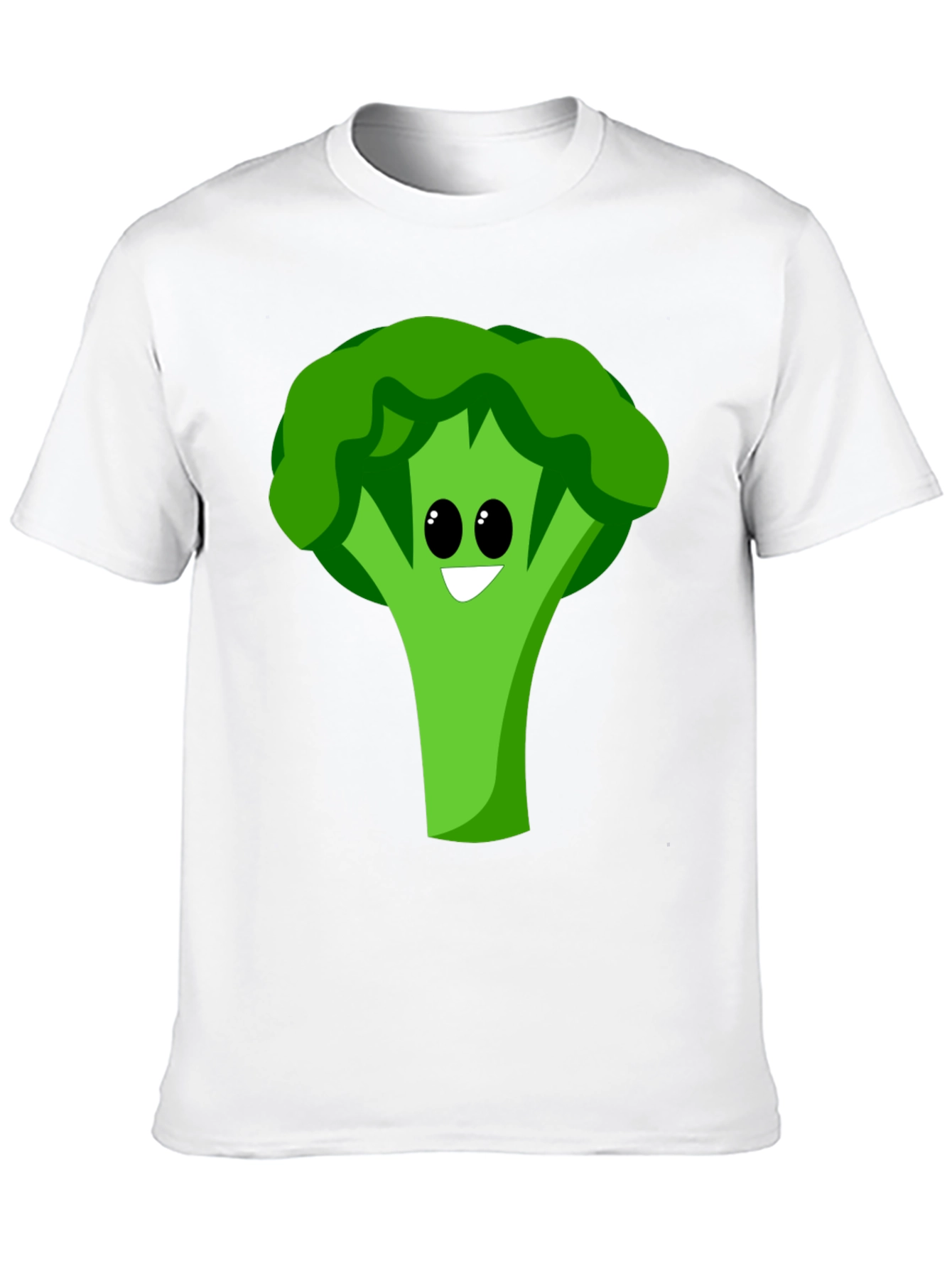 Cartoon Broccoli Graphic Tee - Black Cotton Blend